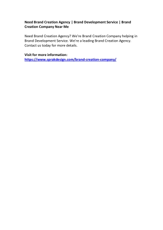 Need Brand Creation Agency | Brand Development Service | Brand Creation Company