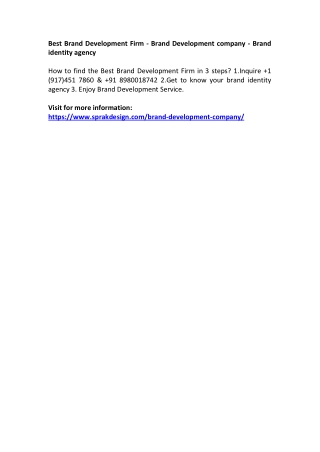 Best Brand Development Firm - Brand Development company - Brand identity agency
