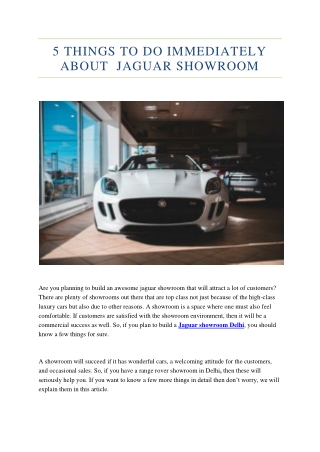5 Things To Do Immediately About Jaguar Showroom