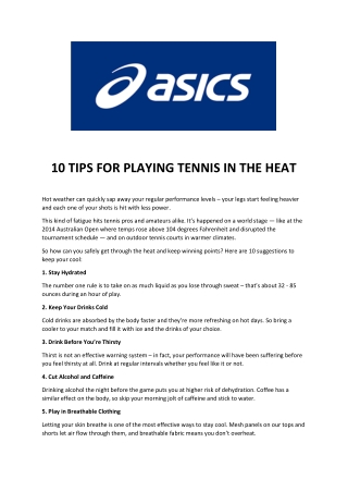 10 TIPS FOR PLAYING TENNIS IN THE HEAT