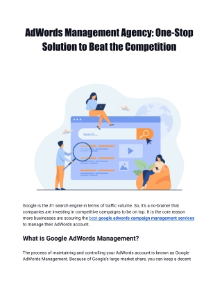 AdWords Management Agency: One-Stop Solution to Beat the Competition