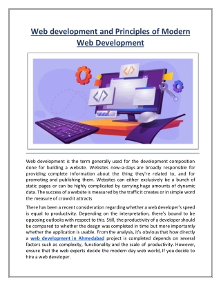 Web development and Principles of Modern Web Development