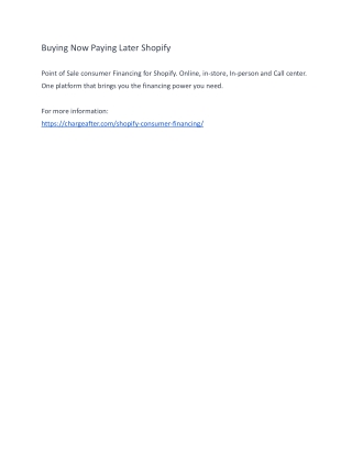 Buying Now Paying Later Shopify