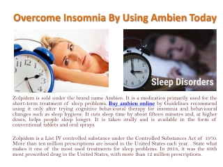 Overcome Insomnia By Using Ambien Today