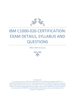 IBM C1000-026 Certification: Exam Details, Syllabus and Questions