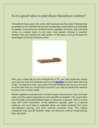 Is It A Good Idea To Purchase Furniture Online