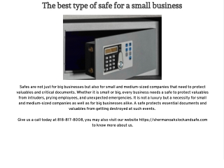 The best type of safe for a small business