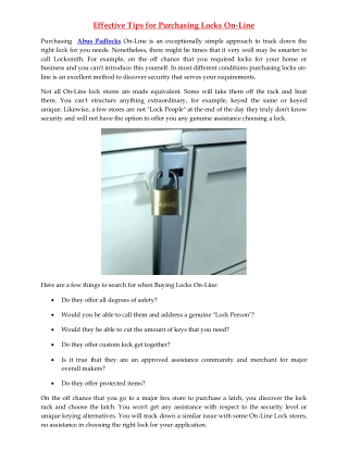 Effective Tips for Purchasing Locks On-Line