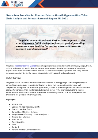 Steam Autoclaves Market