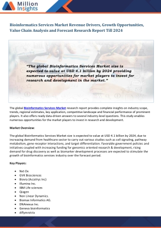 Bioinformatics Services Market