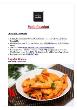5% Off - Wok Passion Asian restaurant Lane Cove menu, NSW