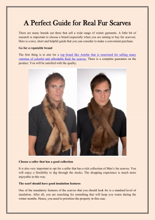 A Perfect Guide for Real Fur Scarves