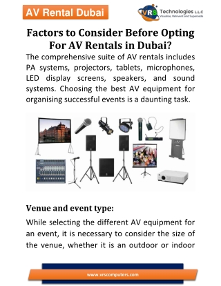Factors to Consider Before Opting For AV Rentals in Dubai