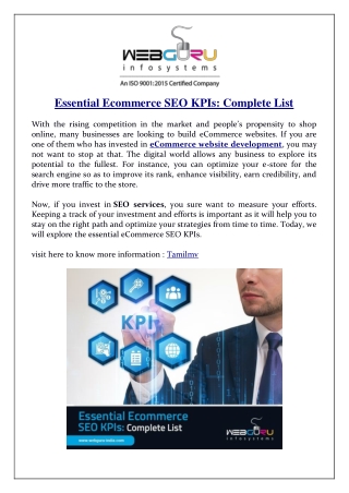 Essential Ecommerce SEO KPIs Complete List