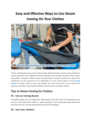 Easy and Effective Ways to Use Steam Ironing On Your Clothes - Prime Laundry