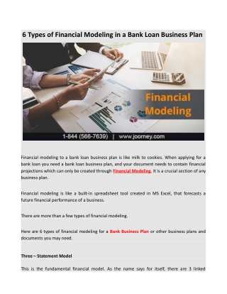 6 Types of Financial Modeling in a Bank Loan Business Plan
