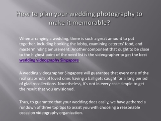 How to plan your wedding photography to make it memorable?