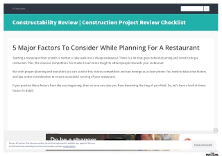 5 Major Factors To Consider While Planning For A Restaurant