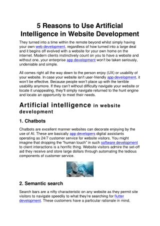 5 Reasons to Use Artificial Intelligence in Website Development