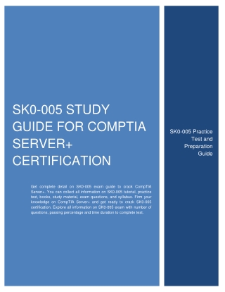 [BEST] SK0-005 Study Guide for CompTIA Server  Certification