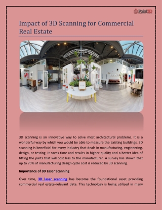 Impact of 3D Scanning for Commercial Real Estate