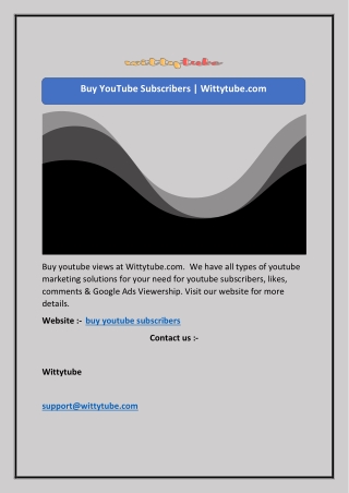 Buy YouTube Subscribers | Wittytube.com