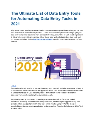 The Ultimate List of Data Entry Tools for Automating Data Entry Tasks in 2021
