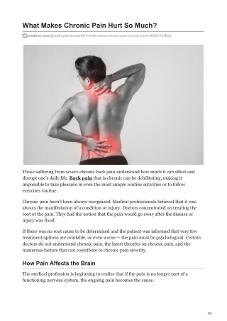 What Makes Chronic Pain Hurt So Much