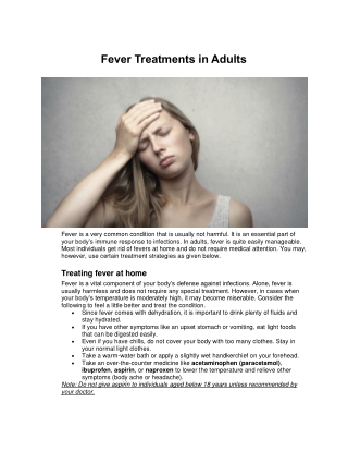 Fever Treatments in Adults