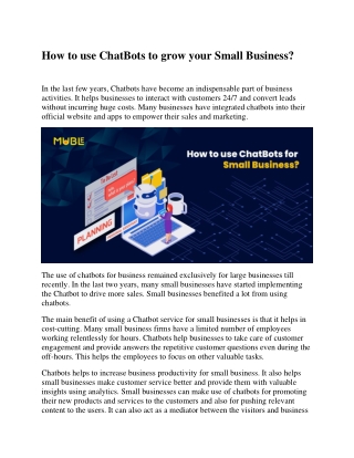 How to use ChatBots to grow your Small Business