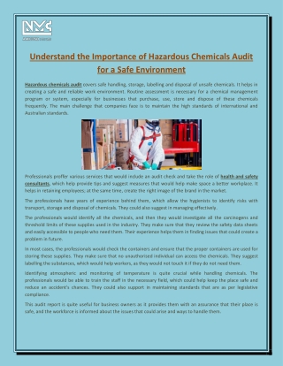 Understand the Importance of Hazardous Chemicals Audit for a Safe Environment