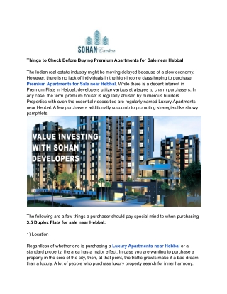 Things to Check Before Buying Premium Apartments for Sale near Hebbal