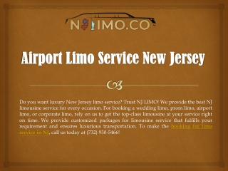 Airport Limo Service New Jersey