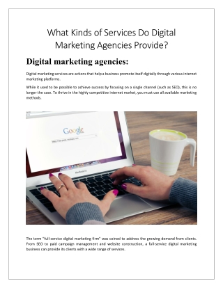 What Kinds of Services Do Digital Marketing Agencies Provide?