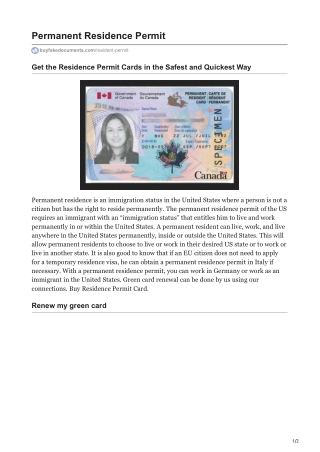 Residence Permit Cards