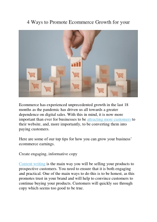 4 Ways to Promote Ecommerce Growth for your