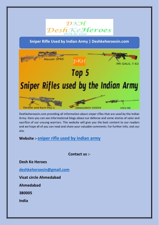 Sniper Rifle Used by Indian Army | Deshkeheroesin.com