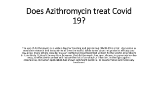Does Azithromycin treat Covid 19-