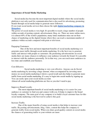 Importance of Social Media Marketing