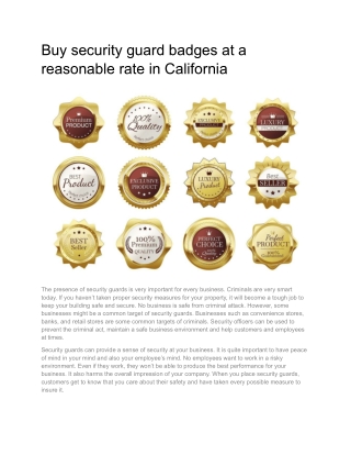 Buy security guard badges at a reasonable rate in California