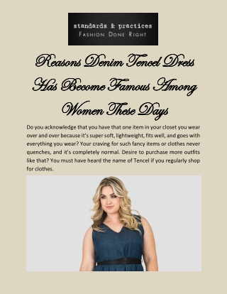 How To Buy Tencel Denim Dress Online | Standards & Practices