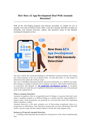 How Does AI App Development Deal With Anomaly Detection