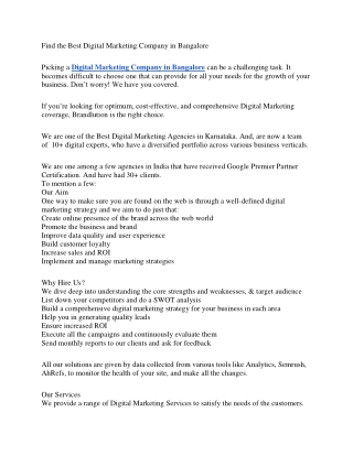 Find the Best Digital Marketing Company in Bangalore