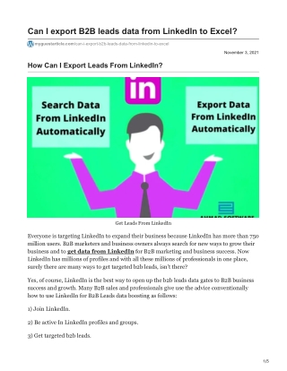 Can I export B2B leads data from LinkedIn to Excel