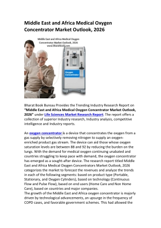 Middle East and Africa Medical Oxygen Concentrator Market Outlook, 2026