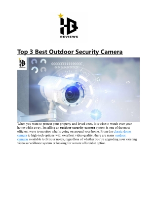 Top 3 Best Outdoor Security Camera