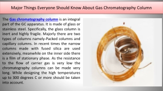 Major Things Everyone Should Know About Gas Chromatography Column