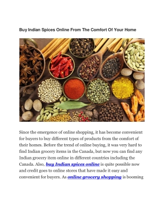 Buy Indian Spices Online From The Comfort Of Your Home
