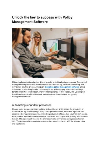 Unlock the key to success with Policy Management Software