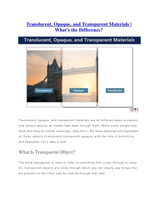 Translucent, Opaque, and Transparent Materials